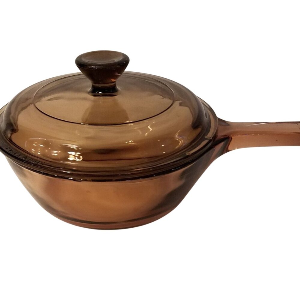 Vision Corning Ware .5L Sauce Pan with Lid Amber